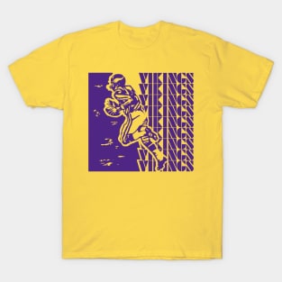 Retro VIkings design purple T-Shirt